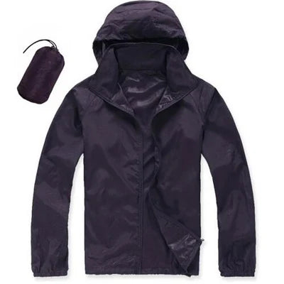 DIMUSI Men's &amp; Women's Quick Dry UV Protection Windbreaker Jacket - Dark Purple, XXL image