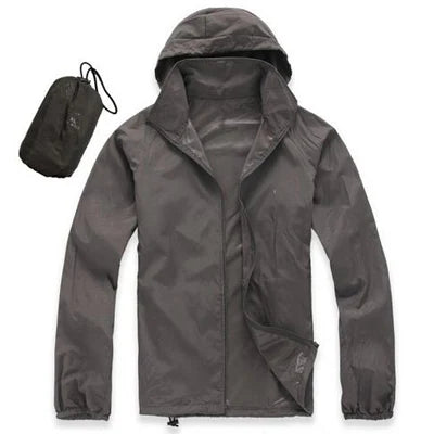 DIMUSI Men's &amp; Women's Quick Dry UV Protection Windbreaker Jacket - Dark Grey, XS（old） image