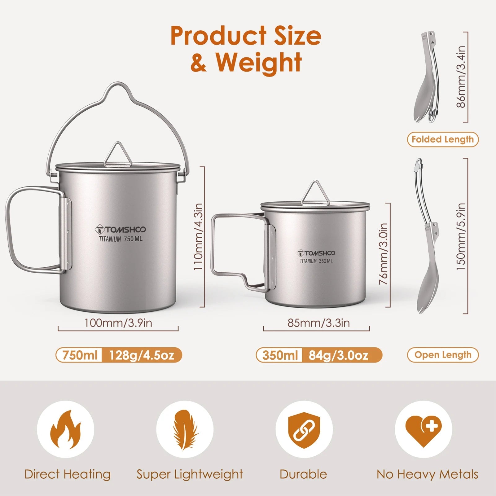 Tomshoo 3 PCS Titanium Cookware Set – Ultralight Camping Essentials image 3