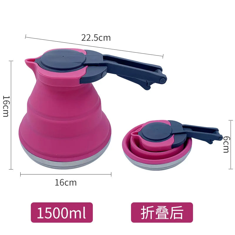 1500ML Collapsible Silicone Kettle – Perfect for Camping and Hiking - Red, 1500ML image