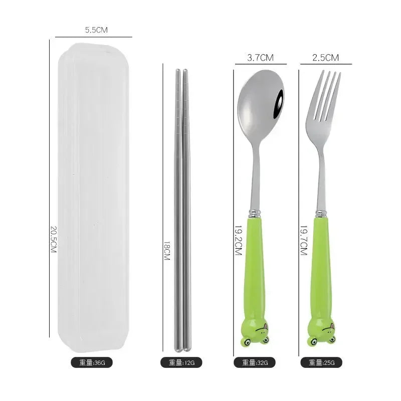 Portable Cartoon Tableware Set for Kids – Fun &amp; Durable Utensils with Case image 13