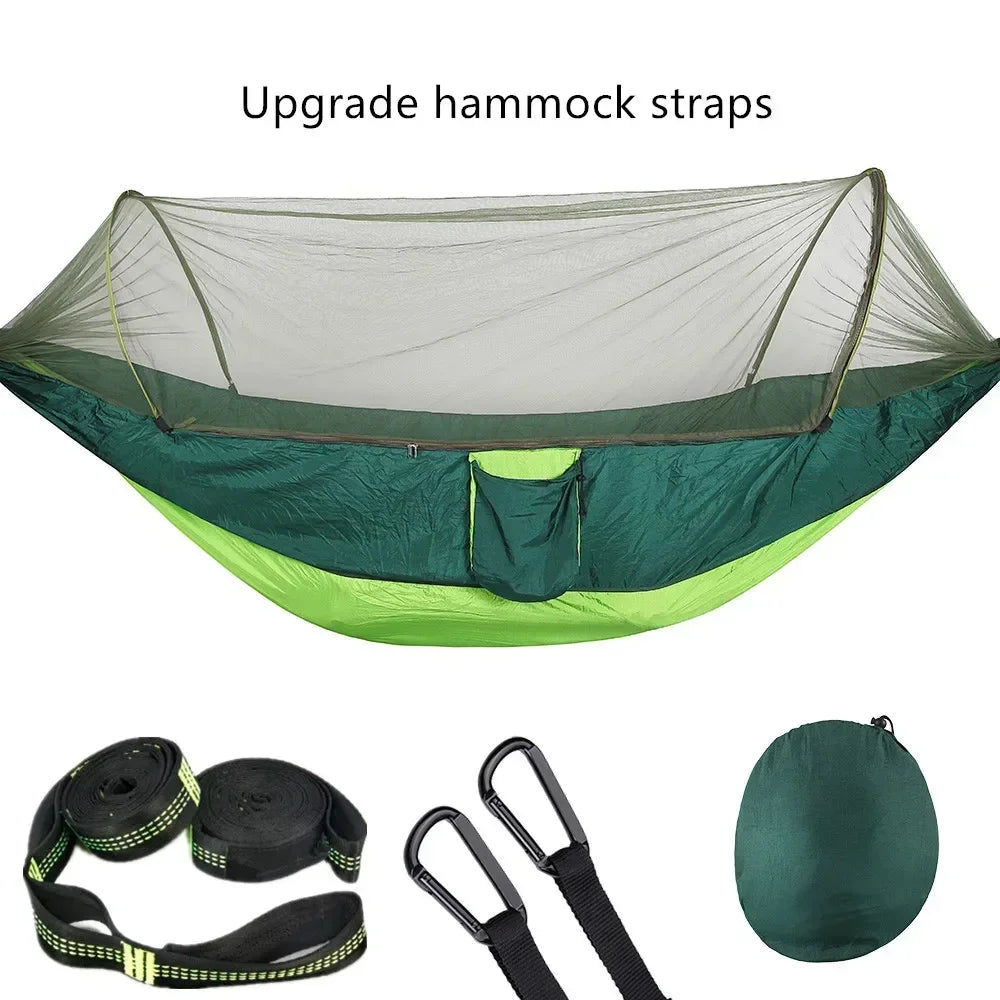 2023 Camping Hammock with Mosquito Net – Lightweight &amp; Portable - Gree-6 rings image