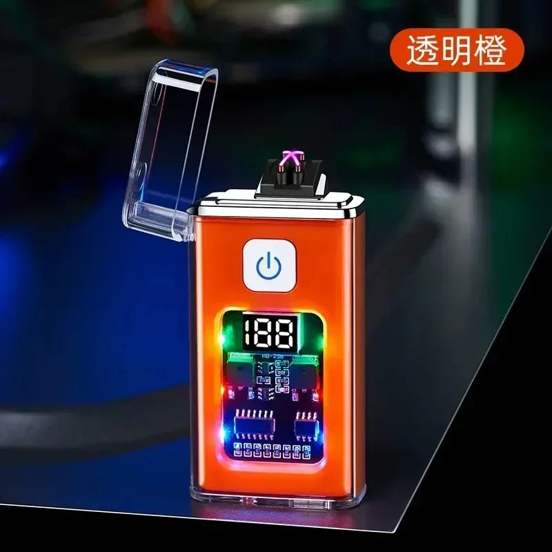 Stylish USB Rechargeable Electric Lighter – Dual ARC Plasma for Outdoor Use - Orange image