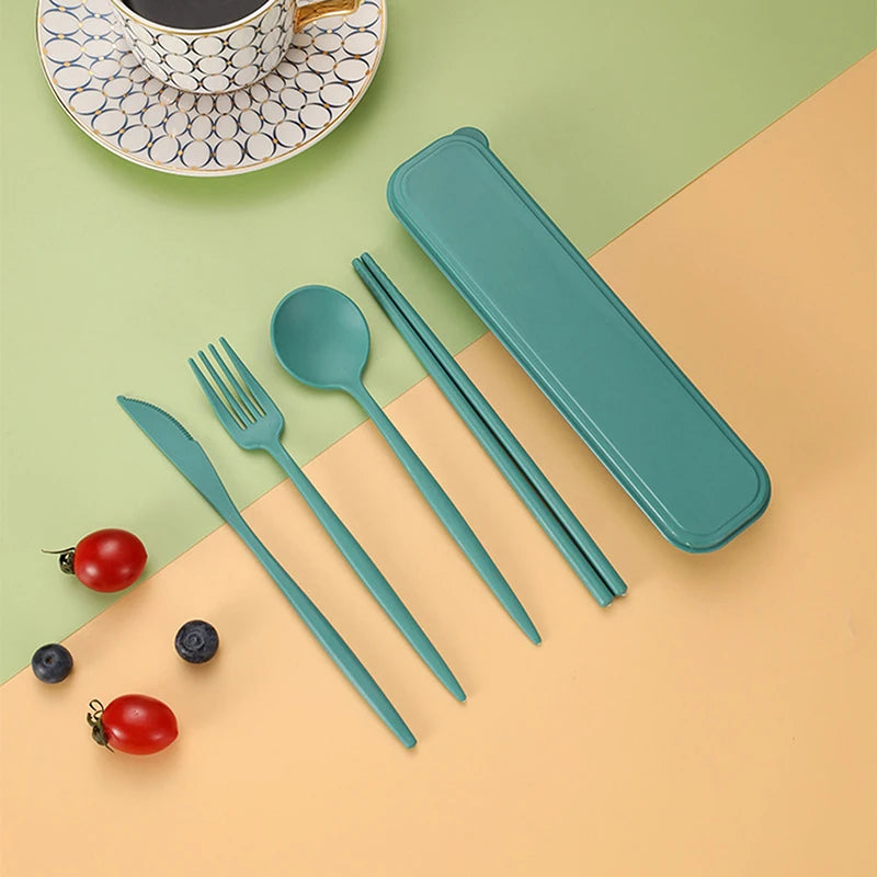 4Pcs Travel Cutlery Sets – Portable Wheat Straw Tableware image 10