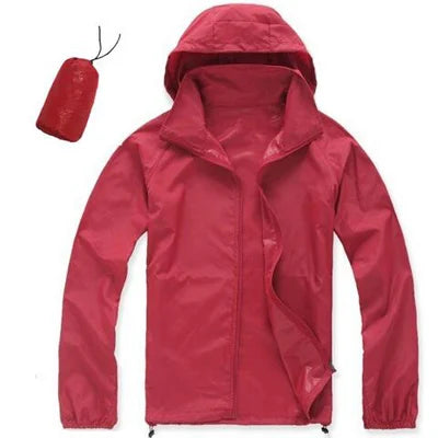 DIMUSI Men's &amp; Women's Quick Dry UV Protection Windbreaker Jacket - Red, XXXL image