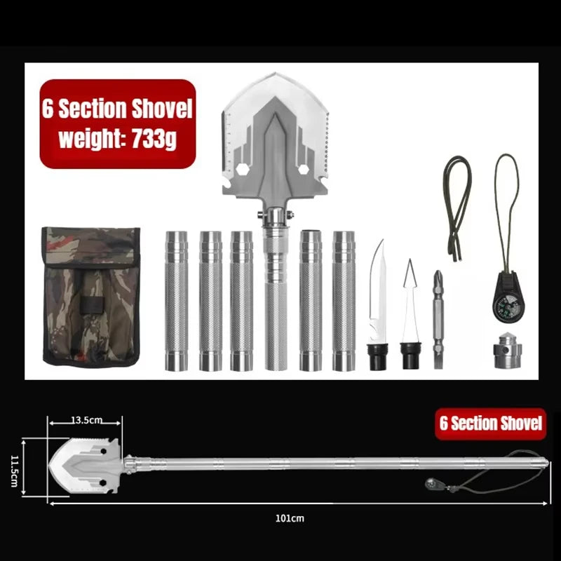 Outdoor Multifunctional Folding Shovel – Essential Survival Gear - 6 Section Shovel image