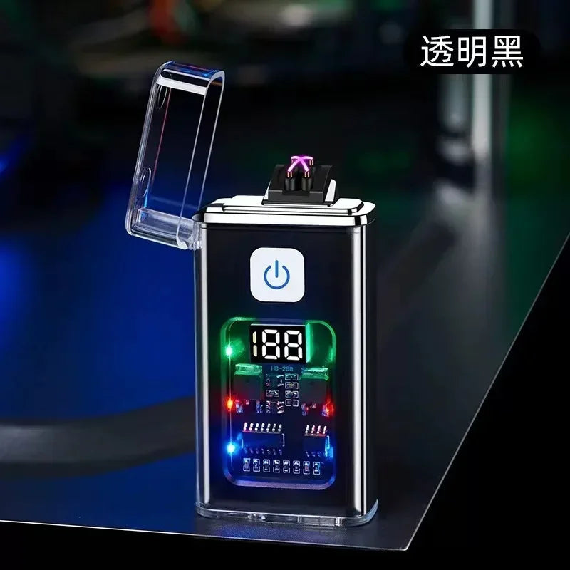 Stylish USB Rechargeable Electric Lighter – Dual ARC Plasma for Outdoor Use - Black image