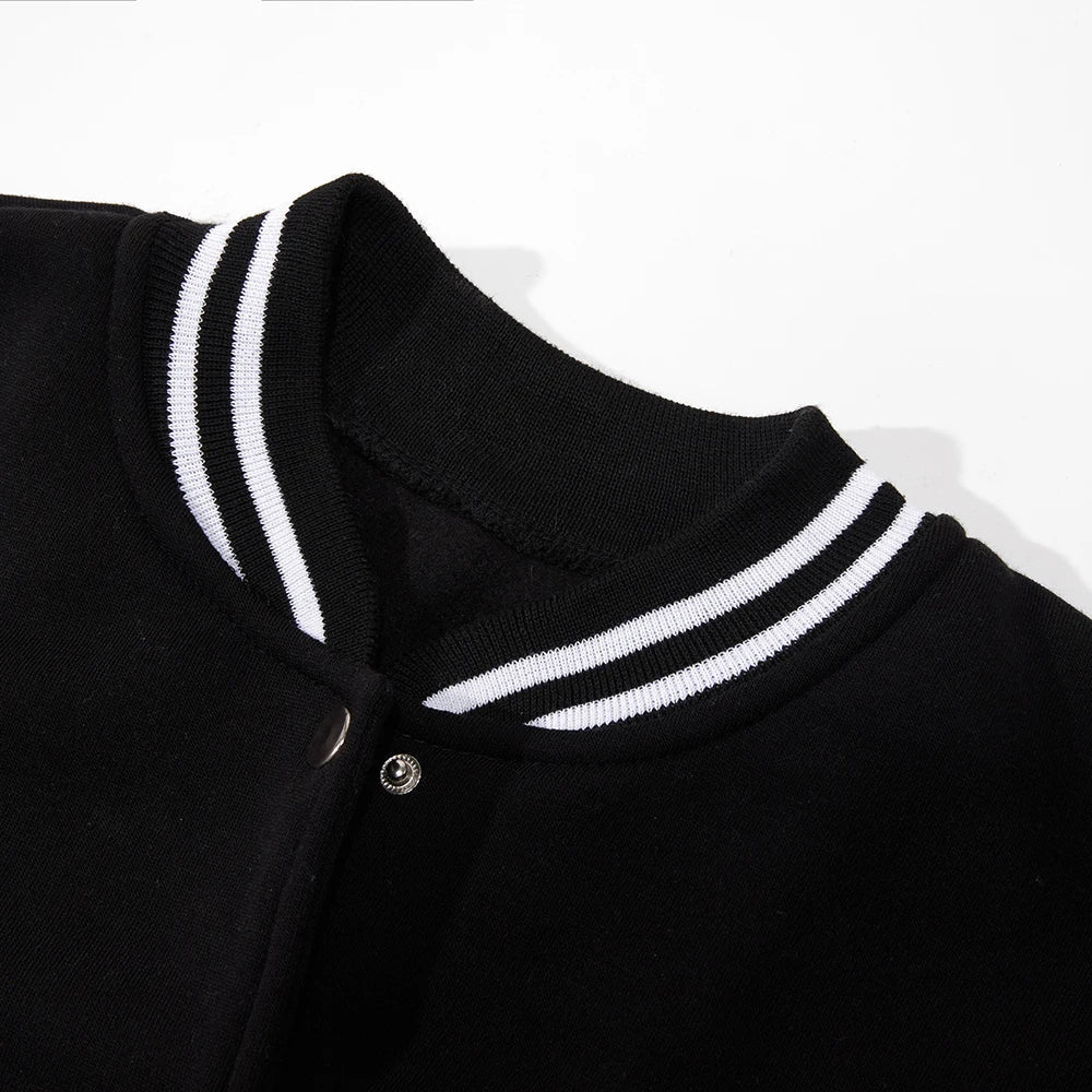 Black Gray White Solid Color Oversize Jacket – Unisex Street Style image 3