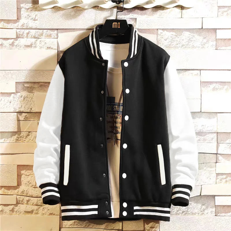 Black Gray White Solid Color Oversize Jacket – Unisex Street Style - Black White, XXXL image