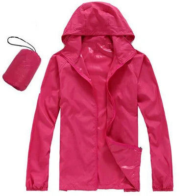 DIMUSI Men's &amp; Women's Quick Dry UV Protection Windbreaker Jacket - Rose, XL image
