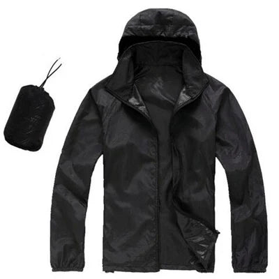 DIMUSI Men's &amp; Women's Quick Dry UV Protection Windbreaker Jacket - Black, S image