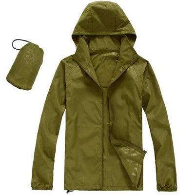 DIMUSI Men's &amp; Women's Quick Dry UV Protection Windbreaker Jacket - Amy Green, L image