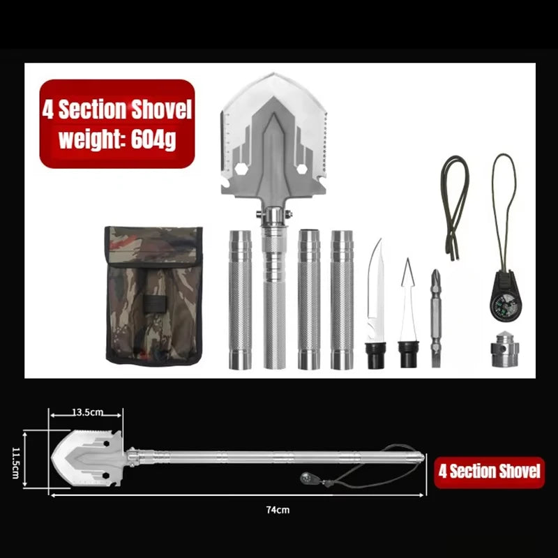 Outdoor Multifunctional Folding Shovel – Essential Survival Gear - 4 Section Shovel image
