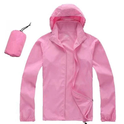 DIMUSI Men's &amp; Women's Quick Dry UV Protection Windbreaker Jacket - Pink, XXL image