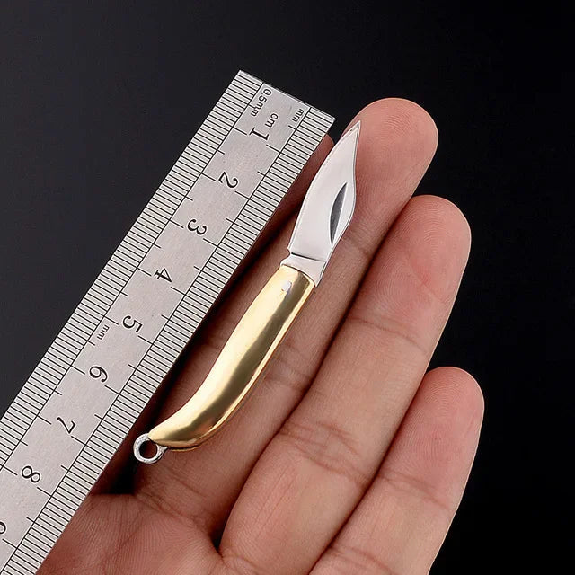 Stainless Steel Mini Mountain Axe – Compact Outdoor Camping Knife - Brass-C image