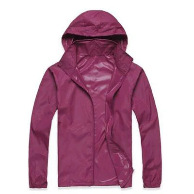 DIMUSI Men's &amp; Women's Quick Dry UV Protection Windbreaker Jacket - Purple Red, L image