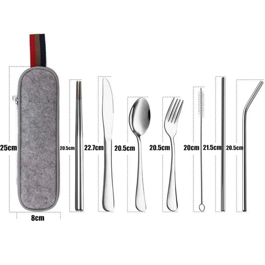 Essential 8-Piece Reusable Travel Cutlery Set for Eco-Conscious Travelers image 1