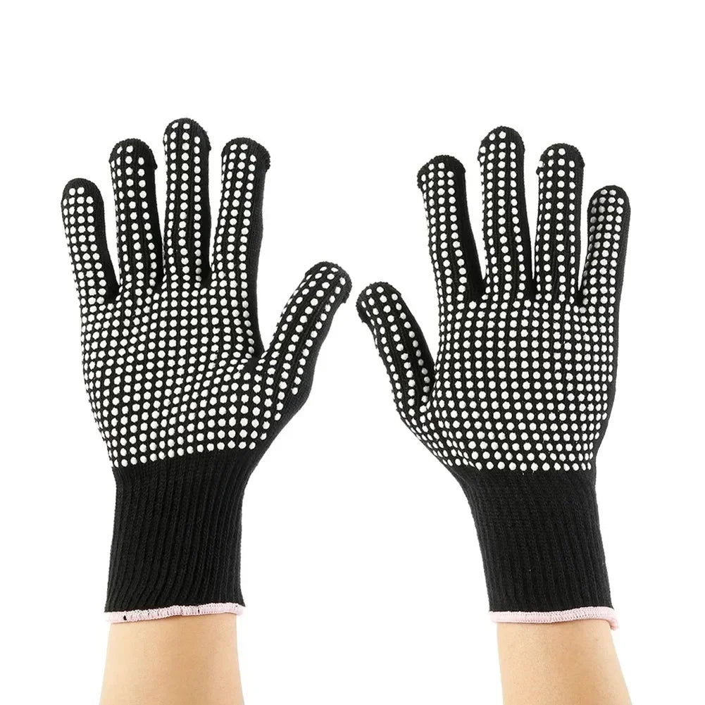 Barbecue Anti-scald Gloves – Heat Resistant BBQ Oven Gloves for Cooking - Silicon White Dot image