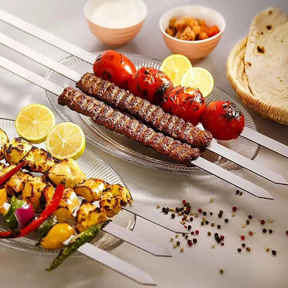 Premium 50cm Stainless Steel BBQ Skewers for Global Grilling Enthusiasts image 4