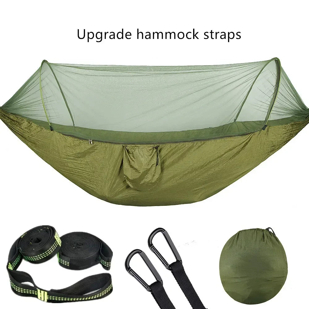 2023 Camping Hammock with Mosquito Net – Lightweight &amp; Portable - Army Green-6 rings image