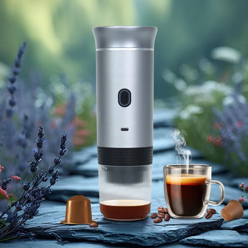 20Bar Upgraded Portable Espresso Machine – Perfect for Coffee Lovers on the Go - Silvery image