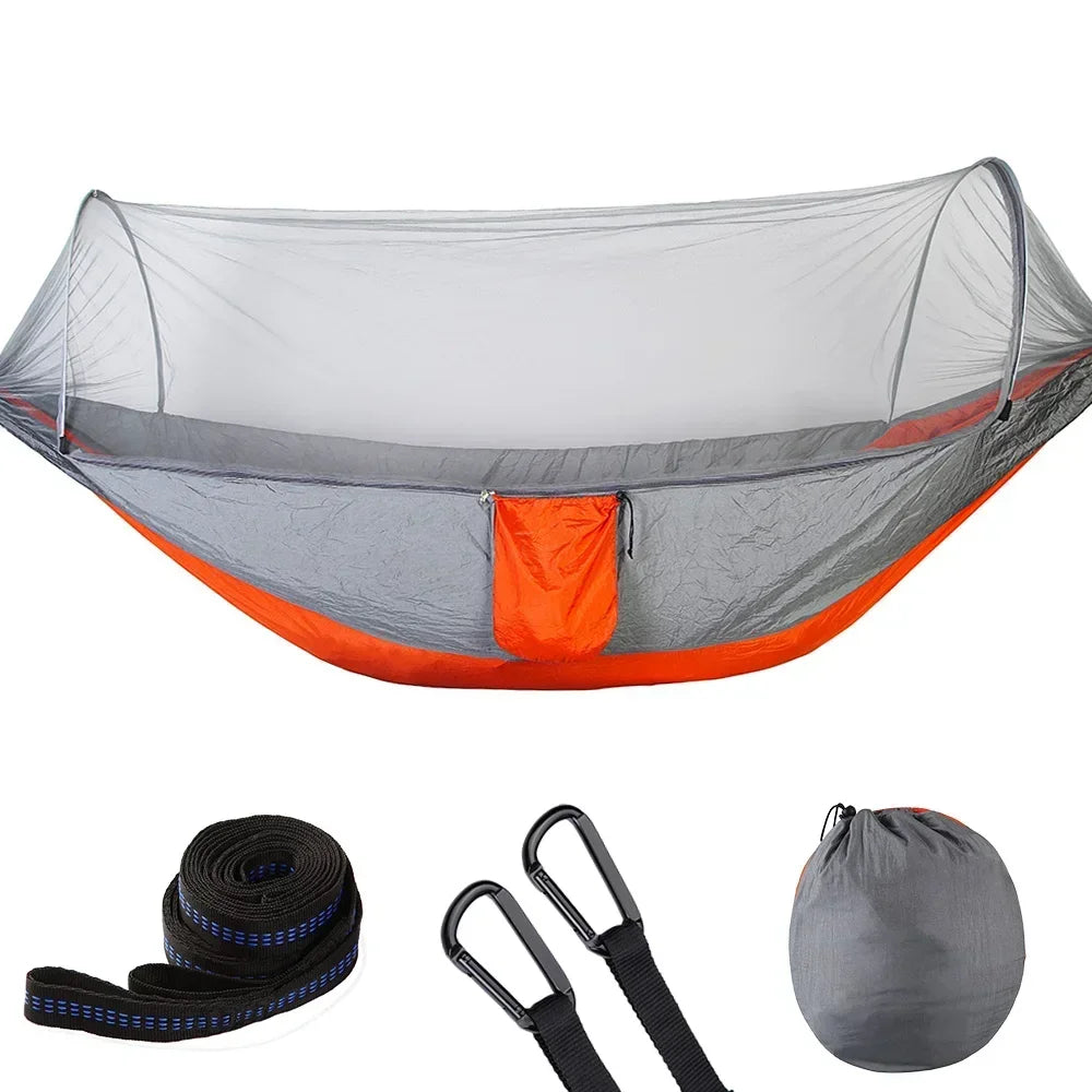 2023 Camping Hammock with Mosquito Net – Lightweight &amp; Portable - Orange image