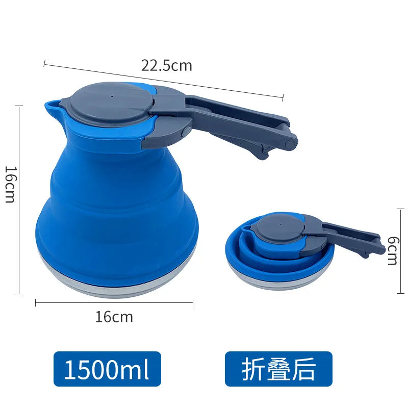 1500ML Collapsible Silicone Kettle – Perfect for Camping and Hiking - Blue, 1500ML image