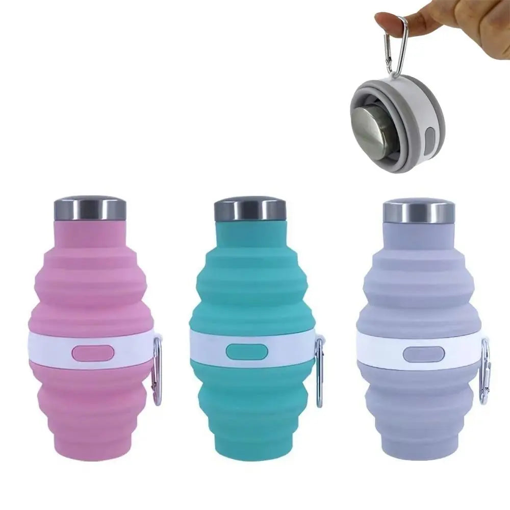 Reusable Collapsible Water Bottles – Silicone Hiking Cups with Carabiner image 4
