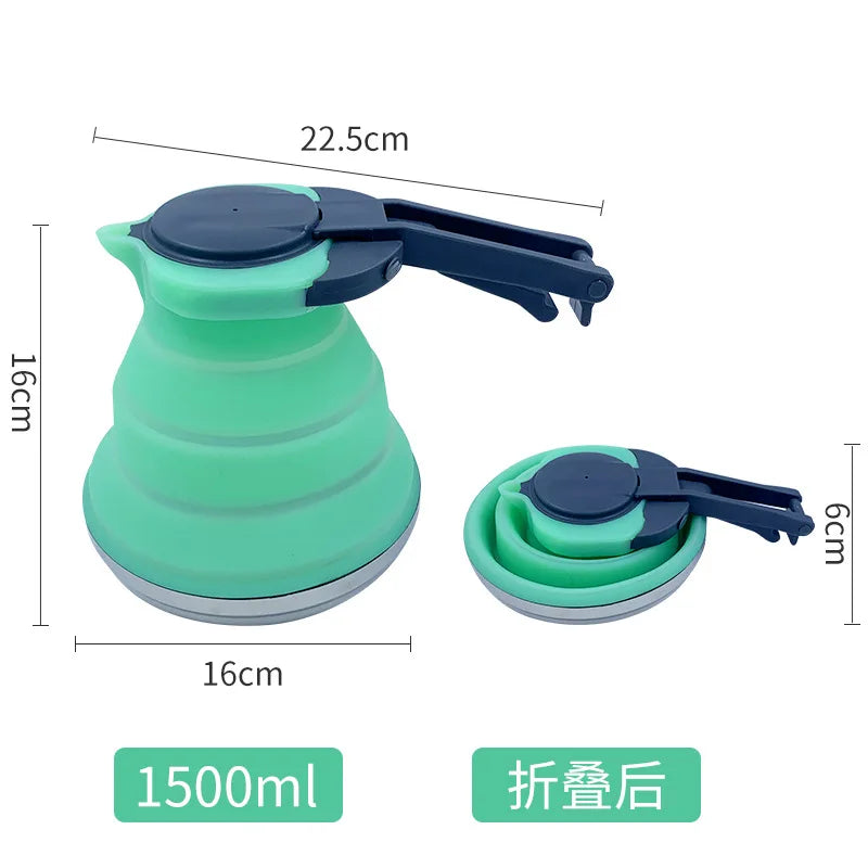 1500ML Collapsible Silicone Kettle – Perfect for Camping and Hiking - Green, 1500ML image